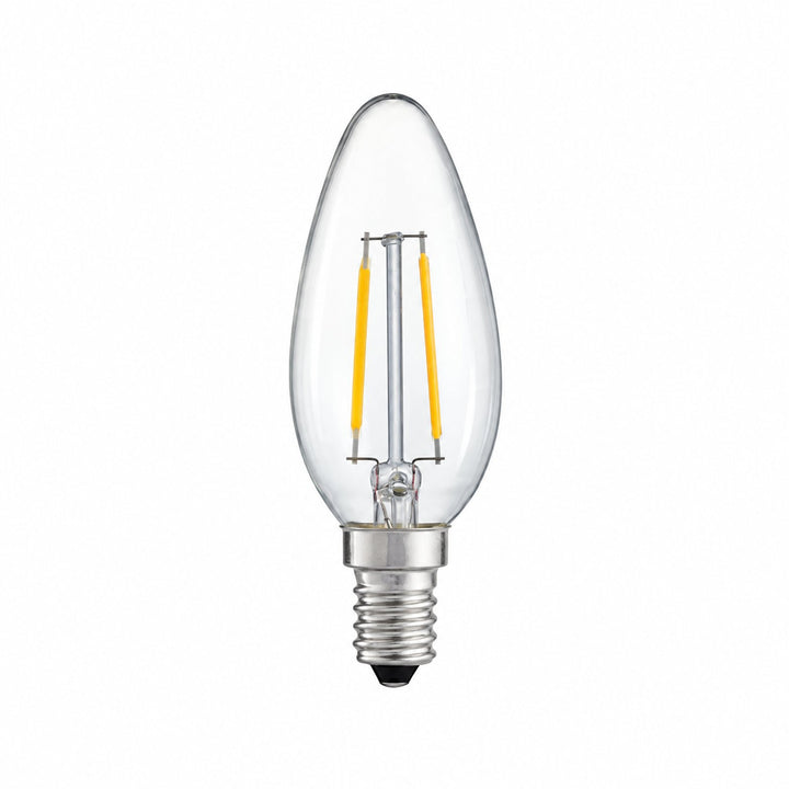 RS Vintage LED Candelabra Bulb, 4W (40Wattage Equivalent), 330LM, Dimmable, LED Filament Candle Bulbs with E12 Base, B10 Clear Glass Torpedo Shape