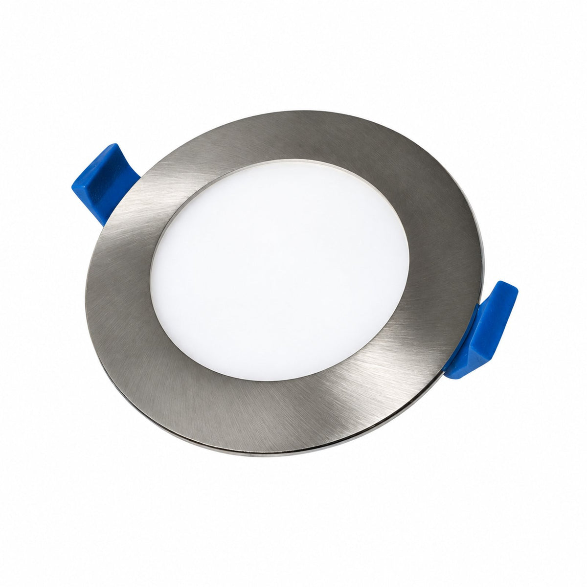 4" ROUND SUPER-THIN LED SLIM PANEL, DIMMABLE, 12W, 750LM (3CCT SWITCHABLE) 3000K-4000K-5000K, AIRTIGHT WITH JUNCTION BOX  (Brushed Nickel Trim) - Reno Supplies