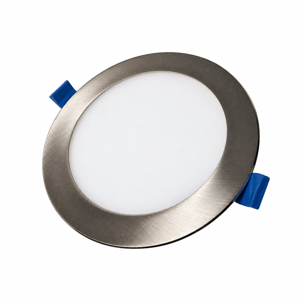 6" Round SUPER-THIN LED SLIM PANEL, DIMMABLE, 15W, 1000LM (3CCT SWITCHABLE) 3000K-4000K-5000K, AIRTIGHT WITH JUNCTION BOX (Brushed Nickel Trim) - Reno Supplies