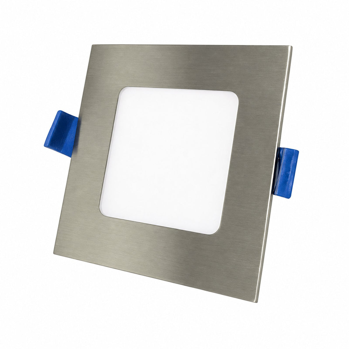 4" SQUARE SUPER-THIN LED SLIM PANEL, DIMMABLE, 12W, 750LM (3CCT SWITCHABLE) 3000K-4000K-5000K, AIRTIGHT WITH JUNCTION BOX (Brushed Nickel Trim) - Reno Supplies