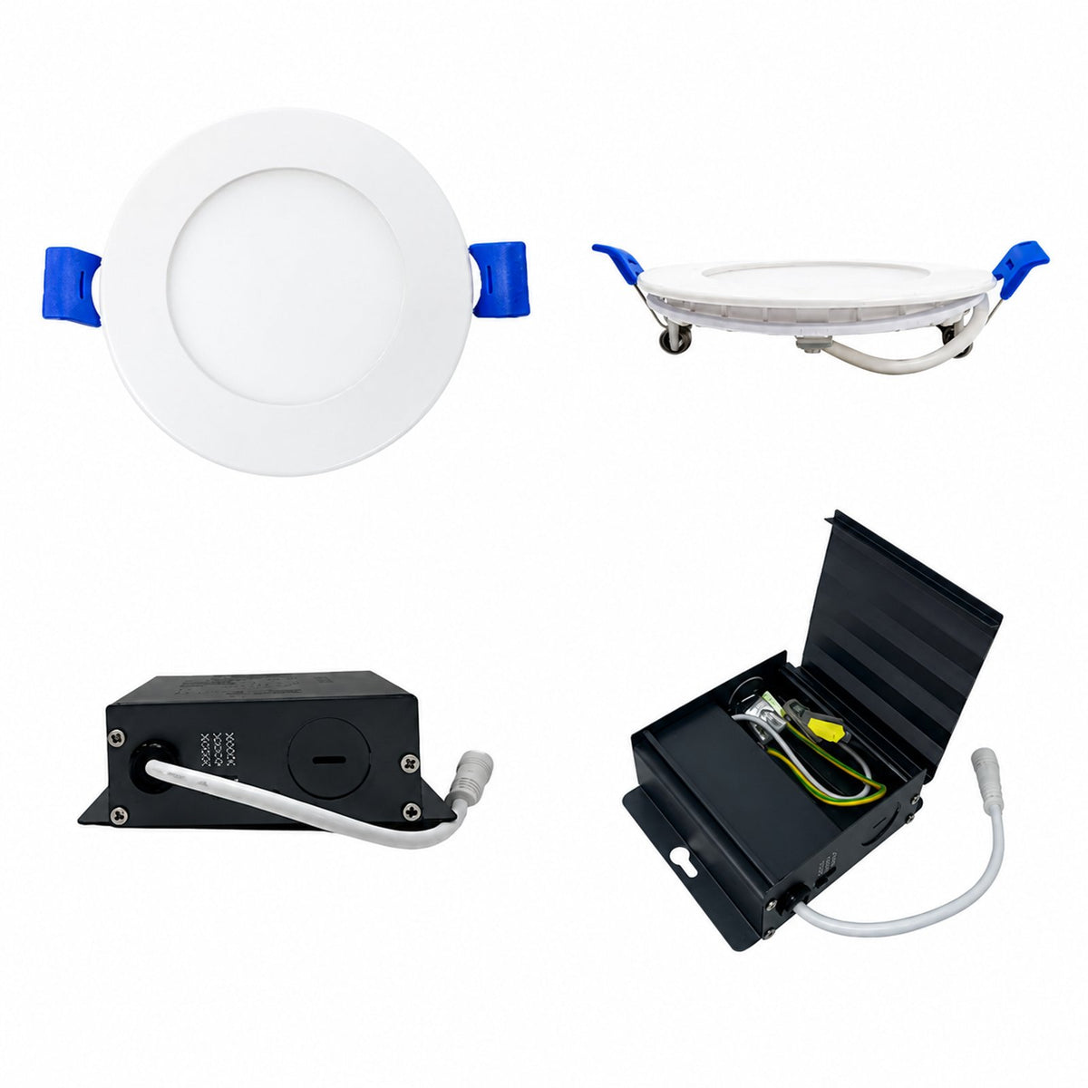 6" Round SUPER-THIN LED SLIM PANEL, DIMMABLE, 15W, 1000LM (3CCT SWITCHABLE) 3000K-4000K-5000K, AIRTIGHT WITH JUNCTION BOX (White Trim) - Reno Supplies