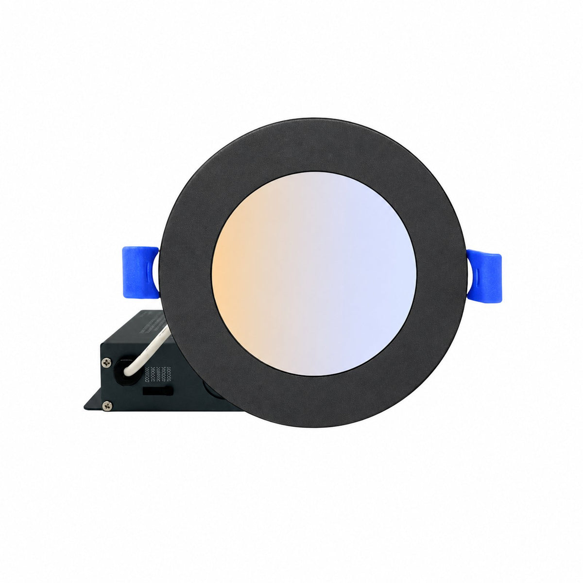 4" ROUND SUPER-THIN LED SLIM PANEL, DIMMABLE, 12W, 870LM (5CCT SWITCHABLE) 2700k-3000k-3500k-4000k-5000k, AIRTIGHT WITH JUNCTION BOX  ( Black Trim)