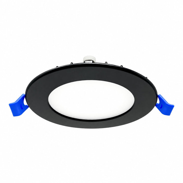 4" ROUND SUPER-THIN LED SLIM PANEL, DIMMABLE, 12W, 870LM (5CCT SWITCHABLE) 2700k-3000k-3500k-4000k-5000k, AIRTIGHT WITH JUNCTION BOX  ( Black Trim)