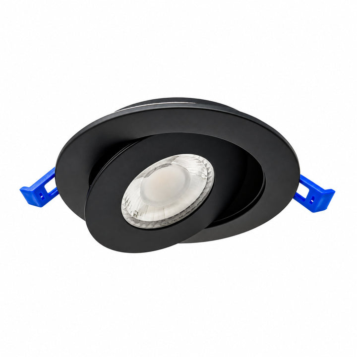 4" Round Gimbal LED Slim panel, Dimmable, 9W, 860LM, 5CCT SWITCHABLE (2700K/3000K/3500K/4000K/5000K), Airtight with junction box (Black Trim)