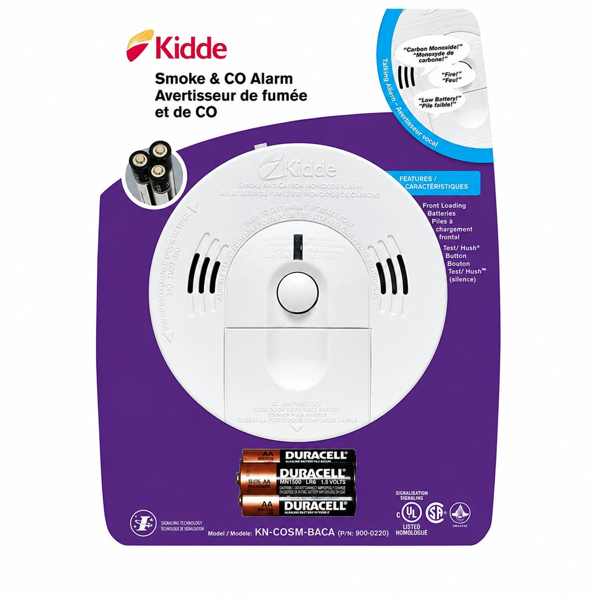 Kidde AA Battery Operated Talking Smoke/CO Alarm 900-0220 KN-COSM-BACA, White - Reno Supplies