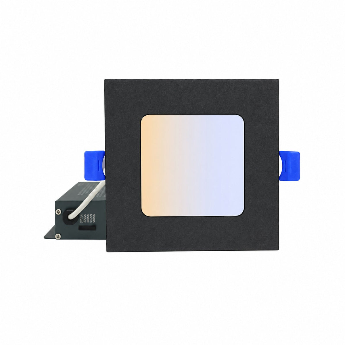 4" SQUARE SUPER-THIN LED SLIM PANEL, DIMMABLE, 12W, Up to 870LM 5CCT SWITCHABLE 2700K-3000K-3500K-4000K-5000K, AIRTIGHT WITH JUNCTION BOX (Black Trim)