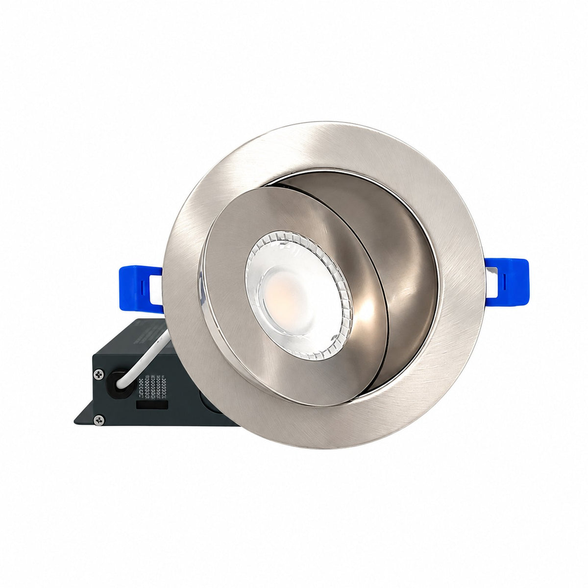 4" Round Gimbal LED Slim panel, Dimmable, 9W, 860LM, (5CCT SWITCHABLE) 2700K-3000K-3500K-4000K-5000K, Airtight with junction box (BRUSHED NICKEL TRIM)